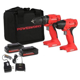 POWERWORKS 20V Cordless Drill/Driver and Impact Driver Combo Kit with (2) Batteries, Charger, and Bag CKG302