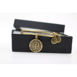 Alex and Ani NEW ALEX AND ANI INITIAL P RAFAELIAN GOLD FINISH BANGLE WITH TAG, BOX, & CARD