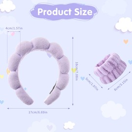 FUZVOL Headbands for Women,Cute Sponge Skincare Spa Headband with Terry Cloth Wristband for Face Washing,Women's Hair&Makeup
