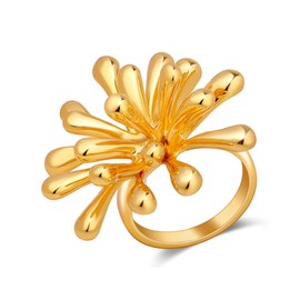 dnswez Gold Statement Rings Big Flower Ring for Women Trendy Chunky Gold Thumb Rings Open Cocktail Rings for Women Jewelry
