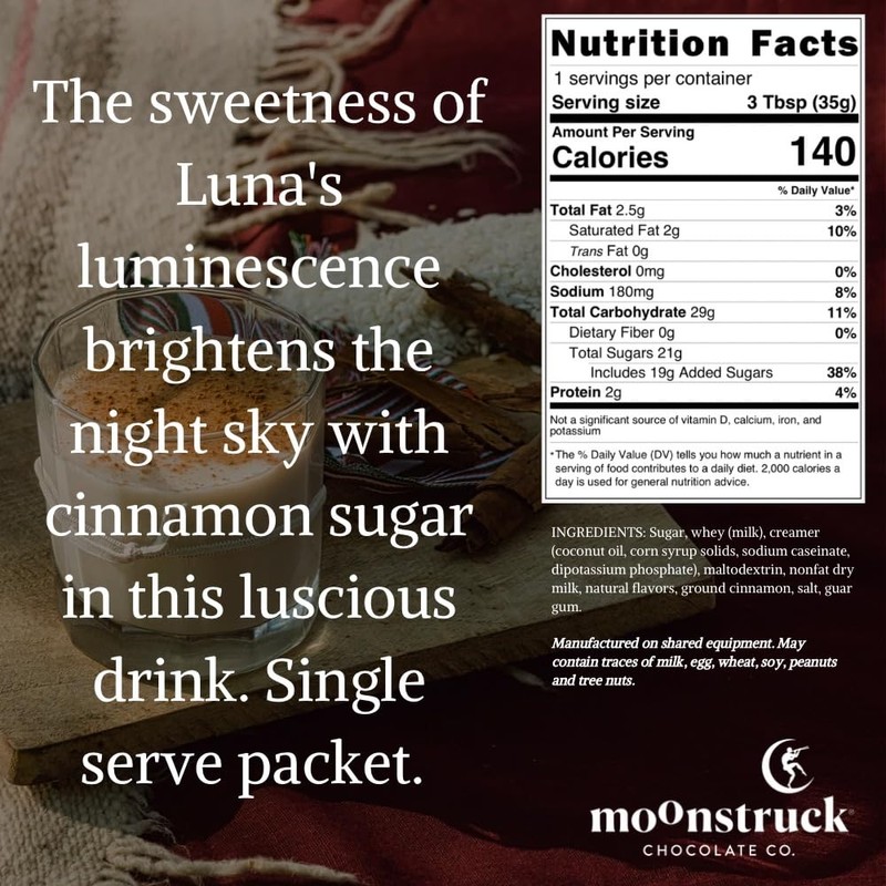 Moonstruck Chocolate Single Serve Horchata Hot Chocolate Packets, 8 Count