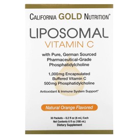 Liposomal Vitamin C by California Gold Nutrition - Liquid Supplement for Antioxidant & Immune Support - Vegan Friendly - Gluten Free, Non-GMO - 1,000 mg - 30 Packets - Natural Orange Flavor