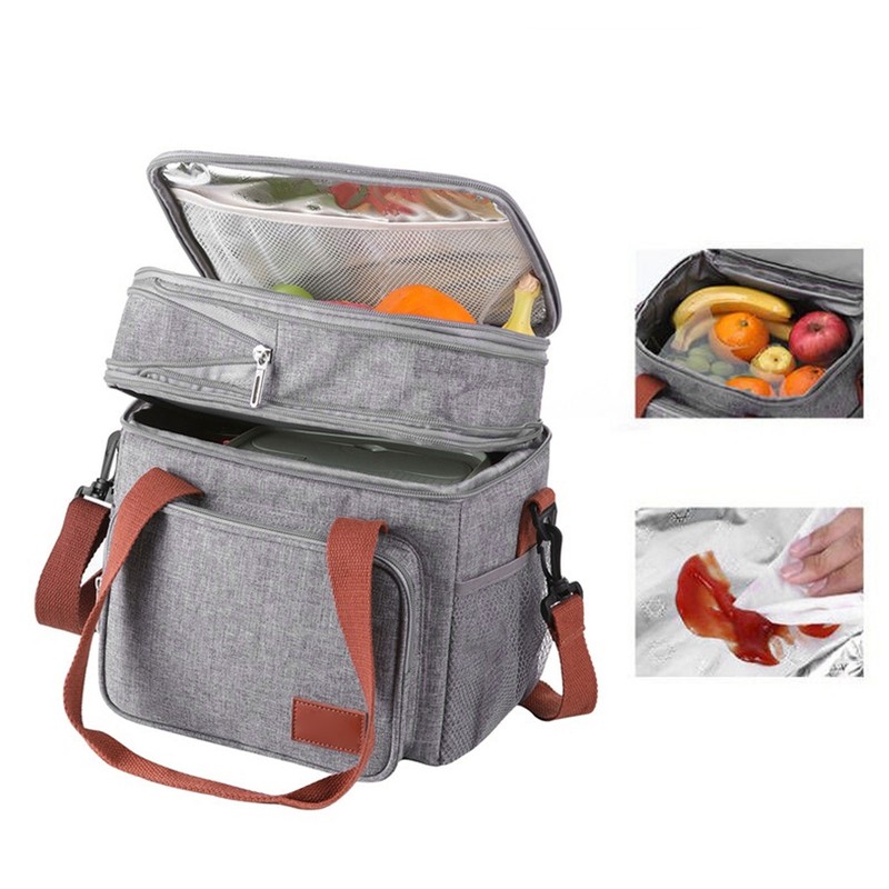 Insulated Lunch Bag 2 Layer Leakproof 14L Large Capacity Handheld