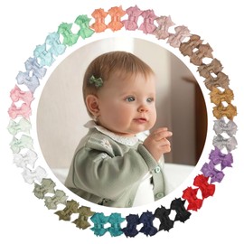 JOYOYO Pack of 40 Baby Hair Bows Baby Hair Clips Craft Small Size 3.5 cm Bow Small Hair Clips Especially for Baby Fine Hair