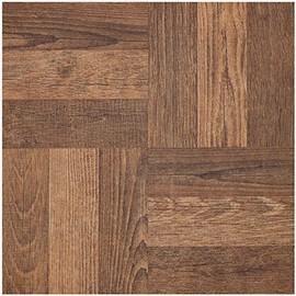 Vinyl Floor Tiles Wood & Marble Look 2mm Thick Highly Durable Sticky Floor Tiles (12" x 12", Walnut Parquet)