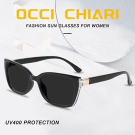 OCCI CHIARI Women's Sunglasses Outdoor Glasses Block U V 400 for Women Sequin Decoration Outdoor Glasses (Rectangular, Black)