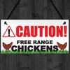 RED OCEAN Caution Free Range Chickens Hanging Plaque Chicken Coop