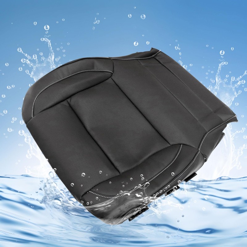 Mythoria Driver Side Bottom Replacement Leather Black Seat Cover Perforated
