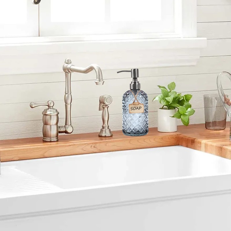 Bathroom & Kitchen Glass Hand and Dish Soap Dispenser with