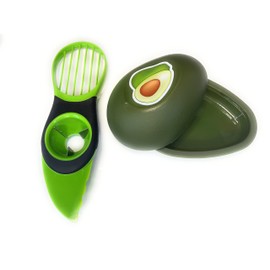 3 in 1 Multifunctional Avocado Slicer, cutter, Peeler And Seed Remover Plus An Avocado Storage Container. Reusable Avocado Keeper for Refrigerator To Keep Avocado Fresh and Clean.