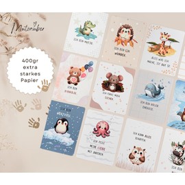 Mutzauber® 55 Affirmation Cards with Gift Box + Wooden Stand Courage Cards for Children for Positive Development, Self-Confidence, Self-Confidence and Strengthen Courage (Educational Valuable)