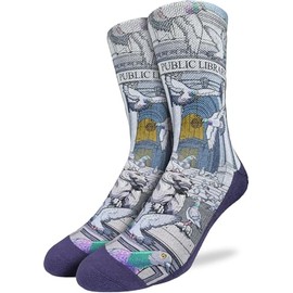 Good Luck Sock Men's Pigeons at the Public Library Socks, Adult, Shoe Size 8-13