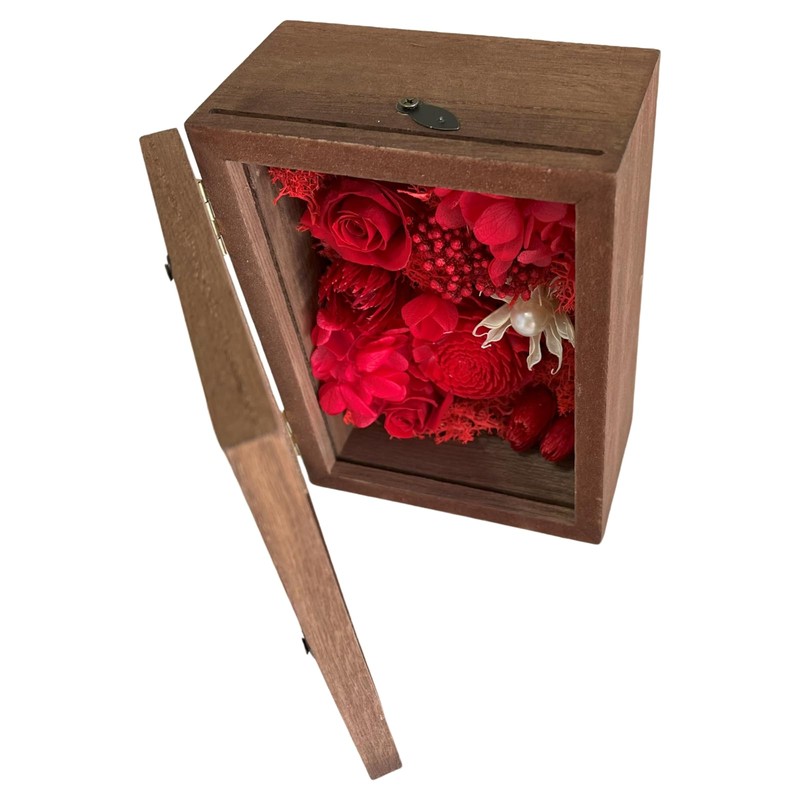 Q-FLA 813085 Arrangement Photo Frame, Preserved Flowers, Brown, Red, Mother's