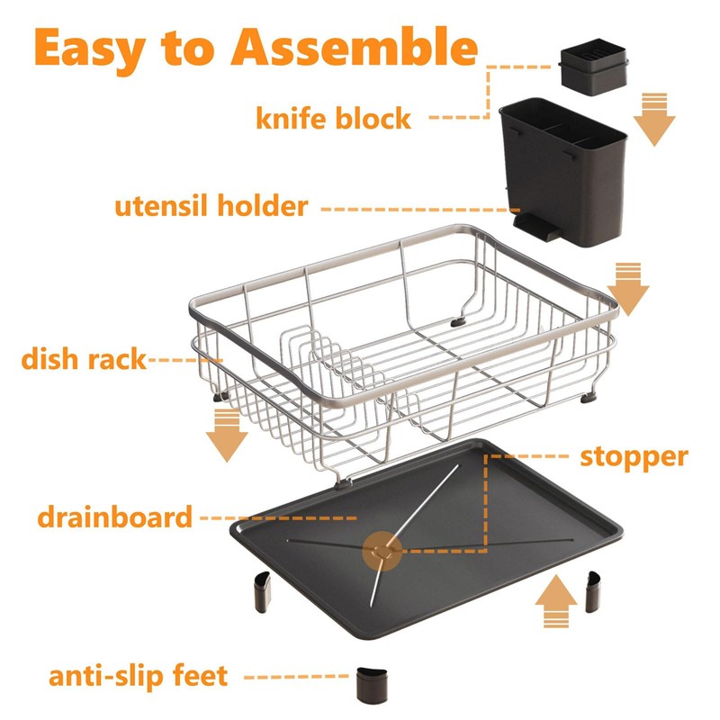 AIDERLY Stainless Steel Dish Drying Rack with Drainboard Dish Drainers