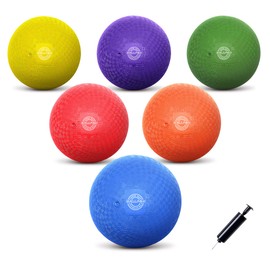 BallFUN Dodgeballs Playground Balls 5", Dodge Ball Set for Kids & Adults, Bouncing Kickballs Handball for Outdoor & Indoor Games - Includes Pump & Mesh Storage Bag (5",6 Pack)