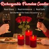LEDHOLYT Rechargeable Flameless Candle, Flickering LED Pillar Glass Fake Candle