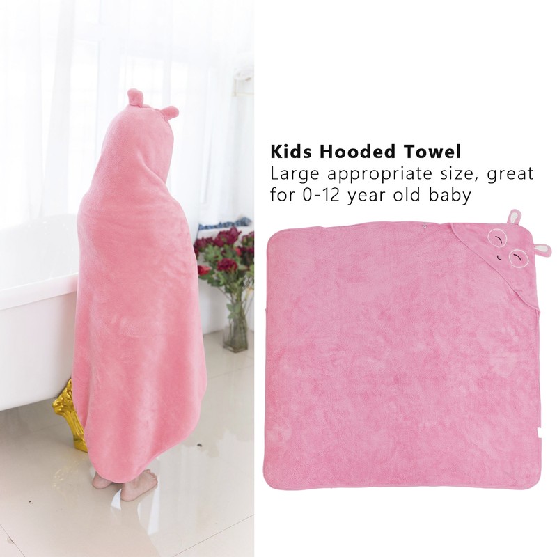 Kids Bath Towels Hooded Cartoon Bathrobe Thicken Coral Fleece Soft