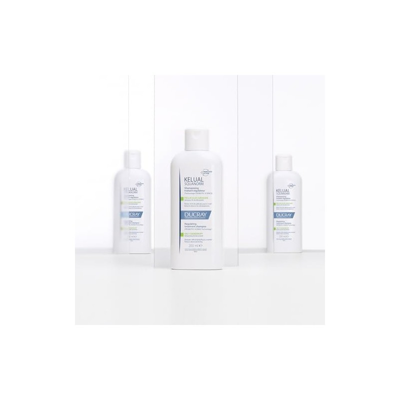 DUCRAY, Kelual Squanorm Shampoo Tratante, Para Caspa Grasa, Limpieza Reguladora