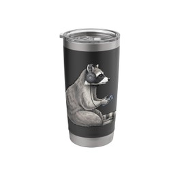 Video Gaming Raccoon Holding Game Controller Funny Gamer Stainless Steel Insulated Tumbler