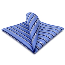 S&W SHLAX&WING Mens Pocket Square Striped Blue Azure Stripes for Business Classic Handkerchiefs