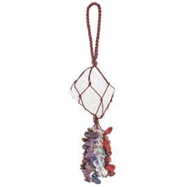 Loveliome Rough Gemstone Car Hanging Ornament 7 Chakras Crushed Stones Healing Crystal Home Decor Meditation Yoga, Rock Quartz