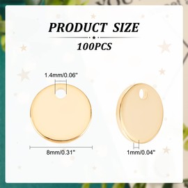 DICOSMETIC Round Stamp Pendant Small Blank Tag Stamp Blank Tags Engraving Blank Tags 6/8/10 mm Stainless Steel Pendant Golden for Bracelets Jewellery Making, Stainless Steel