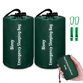Emergency Sleeping Bag Survival Bag, Cymuber Portable Waterproof Thermal Bivy Sacks Tac Bivvy Bags,Camping Mylar Sleeping Bag Survival Gear Emergency Blankets Survival Shelter