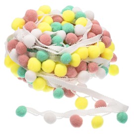QUARKZMAN 2 Pom Pom Ball Fringe Trim, Ribbon Sewing DIY Craft Accessories for Home Curtain Clothing Cushion Decoration, Light Colour