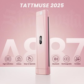 TATTMUSE 2025 New Version Tattoo Stencil Printer with 10pcs Transfer Paper, Wireless Thermal Tattoo Transfer Printer, Bluetooth Portable Tattoo Machine Compatible with Smartphone & Pad, Pink