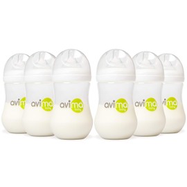 Avima 9 oz Anti Colic Baby Bottles, BPA Free, Wide Neck with Medium Flow Nipples (Set of 6)