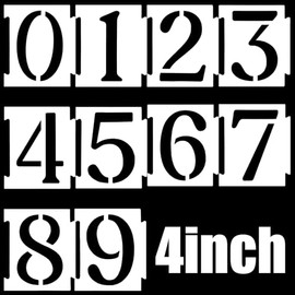 20pcs 4 Inch Plastic Number Stencils (0-9) for House Numbers, Reusable Curb Stencil Kit for Address Painting, Mailbox, DIY Spray Paint Stencil for Wall, Wood, Fabric, Sign