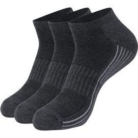 lulupila Short Viscose Bamboo Socks, Unisex Padded Comfortable Ankle Workout Hiking Golf Socks 3 Pairs, blue, L