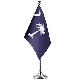 GentleGirl.USA South Carolina State flag South Carolina SC Flag, Small Mini South Carolina State flag Desk Flag stick Office Table Flag on Stand Base,Festival Events Celebration,home decoration
