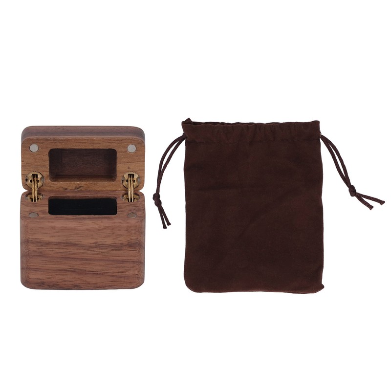 Ring Box Walnut Magnetic Cover Inlay Fleece Portable Wooden Wedding