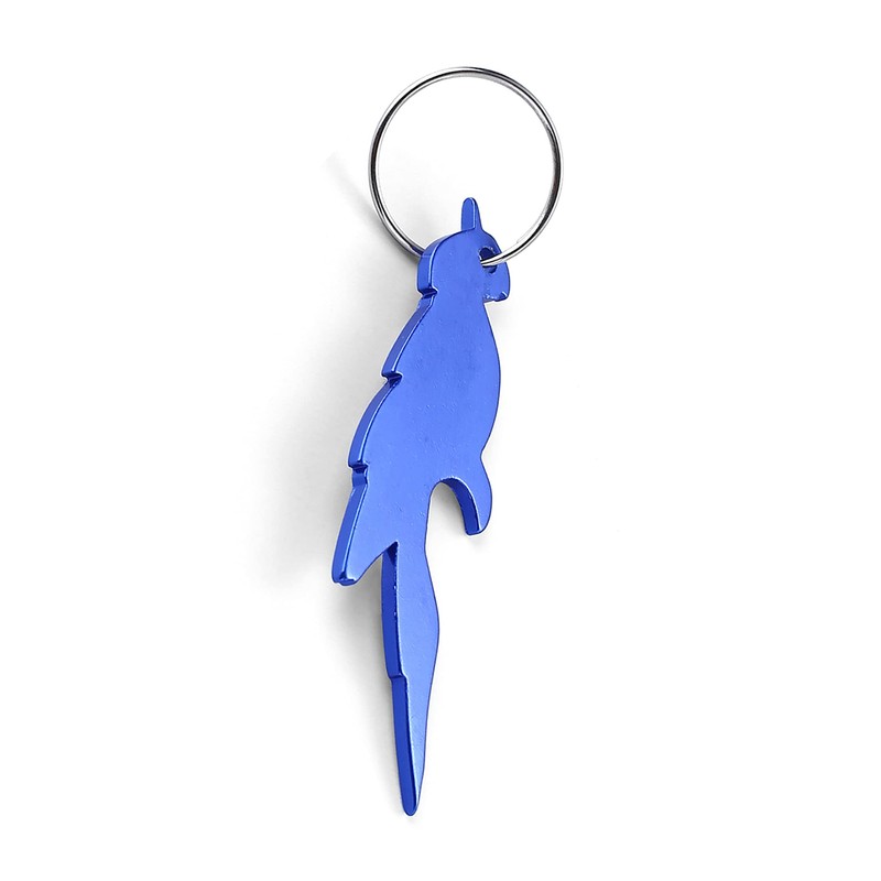 Komonee Parrot Blue Bottle Opener Key Chain Metal Wildlife Bird