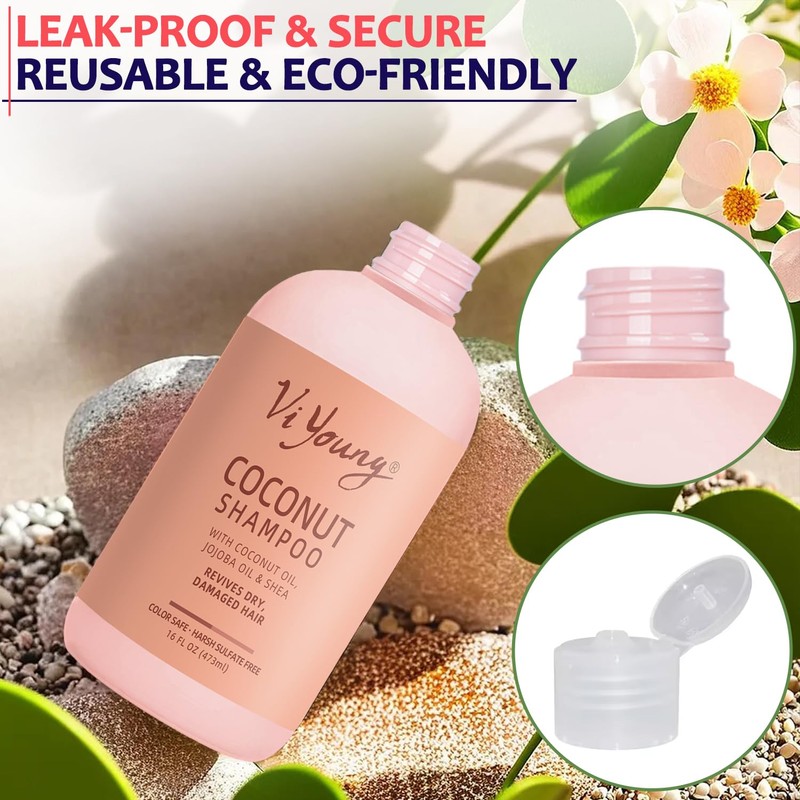 Vignee 2 Pack BPA-Free Empty Shampoo Containers, Discreet Beverage Flasks