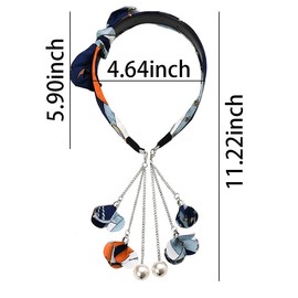 Light Blue Bow Headbands for Women Cute Bowknot Hair Accessories for Girls Non Slip Handmade Hairband for Women's Hair Bows for Teens Adults Rabbit Ears Hair Hoop Headband with Faux Floral Earrings