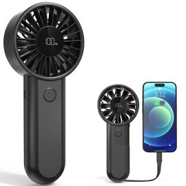 Handheld Fan with Built-In Battery  | USB Rechargeable Fan for Travel and Outdoor Sportscolor: Black, packaging types: Box (color), Plug Type: US