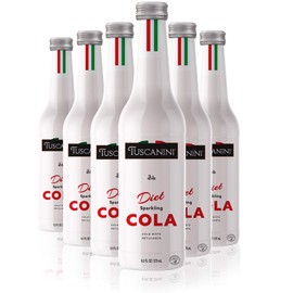 Tuscanini Italian Diet Cola Soda 9.3oz (6 Pack) Naturally Caffeine Free, Aspartame Free, Elegant Glass Bottle, Great Tasting, No Preservatives