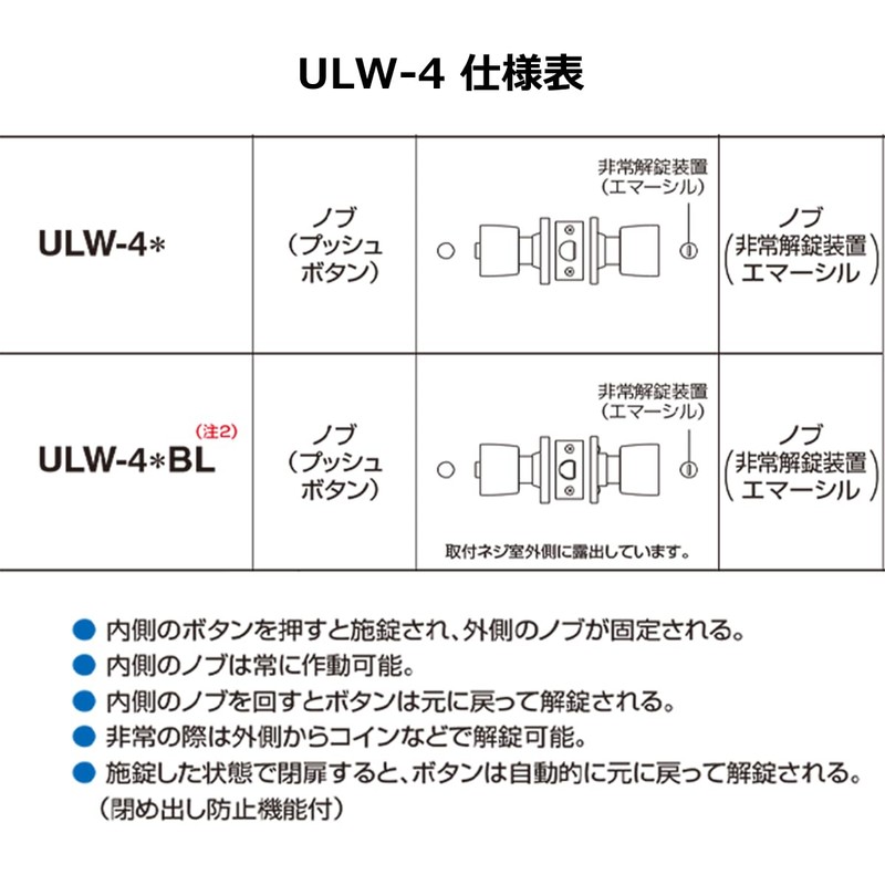 GOAL ULW-4E Door Knob, Bathroom Lock, Unilock, Cylindrical Lock, Replacement,