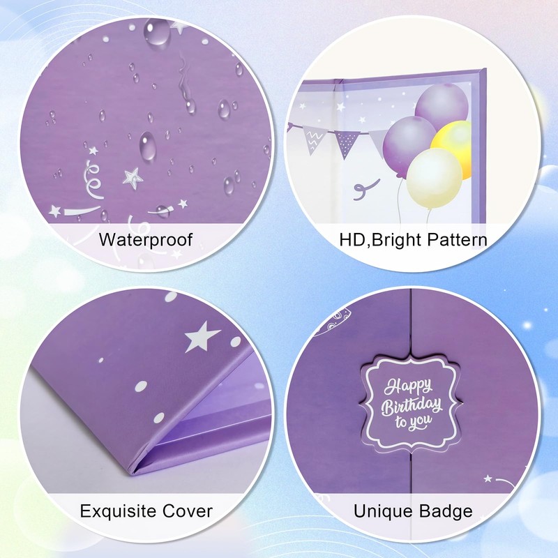 Purple Birthday Decoration Guest Book, 18x12 Inch Signing Board