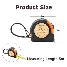 DIKARIYA DIKARYA Easter Gifts for Dad, Measuring Tape with Engraving Bester Papa der Welt Wood Engraved Dad, Portable Retractable Tape Measure Birthday Dad Small Easter Gift for Father