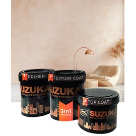 SUZUKA Strato Texture Paint SVL-419, Limewash Effect Paint, Matte Wall Paint, Lime Plaster, Venetian Interior Paint, Primer and Wax Top Coat included, Blush Cream