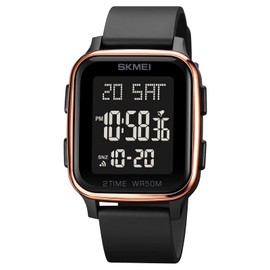 Datirzyx Men's Digital Watch, Soft Band, Waterproof, Cool Digital Watch, For Boys, Outdoors, Sports, Work, Multifunctional, Japanese Instruction Manual Included, gold, Classic
