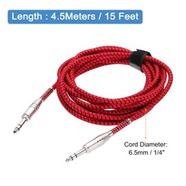 QUARKZMAN Guitar Instrument Cable, 15 Feet 1/4 Inch to 1/4 Inch Straight to Straight Angle Electric Guitar Jack Cable for Guitar Bass, Black Red