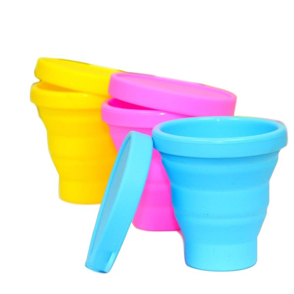 Wealers Silicon Outdoor Camping Compact Collapsible Cup, Assorted Colors (Pack of 3) (Assorted Colors, 170ml)