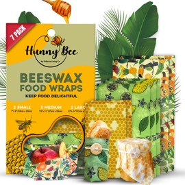 Trifecta Living Co. Versatile Beeswax Wraps,Set of 7-Fresh Food Keeper, Durable & Easily Cleaned, Sustainable Step Towards a Zero-Waste Kitchen, Unique Designs (Honeycomb, Lemon, Tropical Animals)