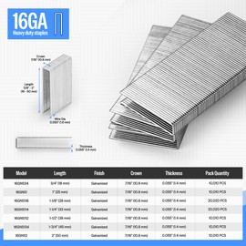meite 16 Gauge 7/16-Inch Crown Staples, 1-Inch Length Medium Crown Staples Heavy Duty Galvanized Construction Staples for 16 Guage 7/16-Inch Crown Stapler Guns (10,000 Counts)