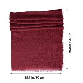 Women Summer Cotton Blend Crinkle Vintage Soft Long Scarf Linen Beach Shawl Wrap (Red)