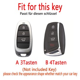 HIBEYO Smart Car Key Case Fits Hyundai Leather Protective Key Box Key Cover for Hyundai Sonata Tucson NX4 2019-202 Remote Key with Key Fob 3 Buttons Blue